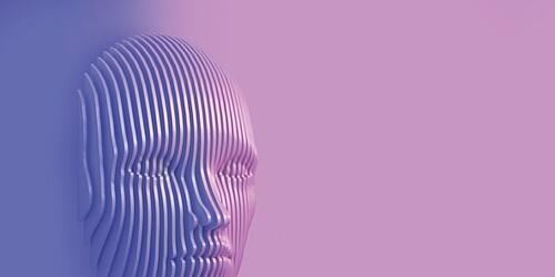 pink 3d rendering of a female face